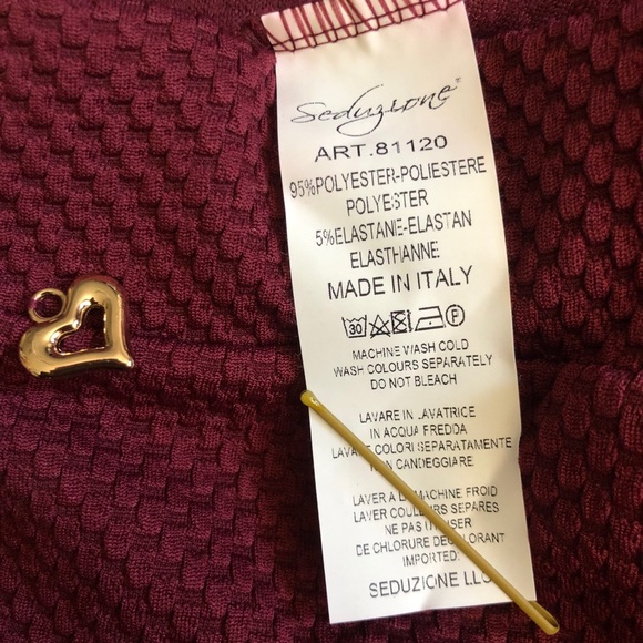 BRAND NEW SEDUZIONE Dark Brick Red Rich Textured Comfort Stretch Leggings S-XXL - Picture 7 of 10